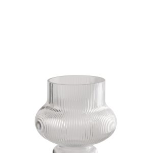 J-Line vaas Ada Geribbeld – glas – transparant – small
