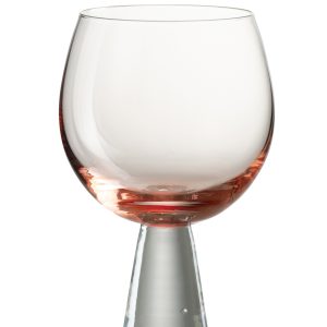 J-Line wijnglas Daen – glas – transparant/oranje – 4 stuks