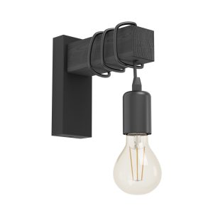 EGLO wandlamp Townshend – e27 – hout/staal – zwart EGLO wandlamp Townshend – e27 – hout/staal – zwart