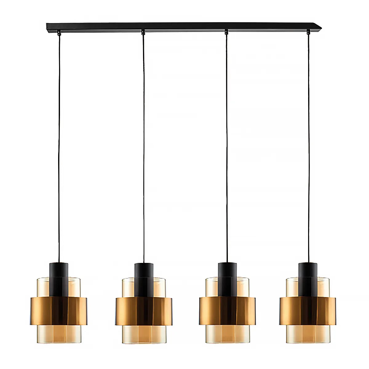 Freelight hanglamp Chiasso - 4 lichts - 120 x 150 cm - zwart goud