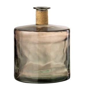 J-Line vaas Safari Breed – glas – lichtbruin – large – Ø 35 cm