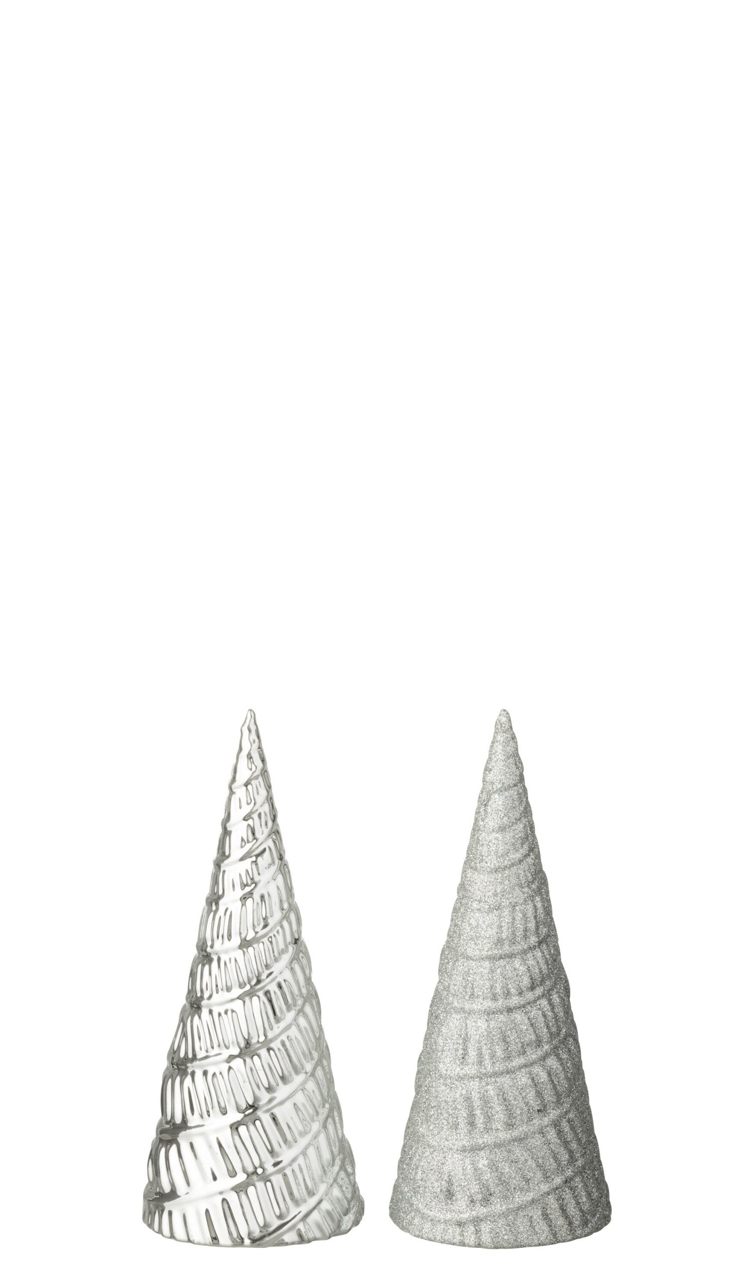 J-Line decoratie Boom - kunststof - wit - 2 stuks