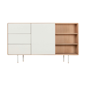 Gazzda Fina Dresser Houten Dressoir – B 176 cm – Whitewash / Mushroom