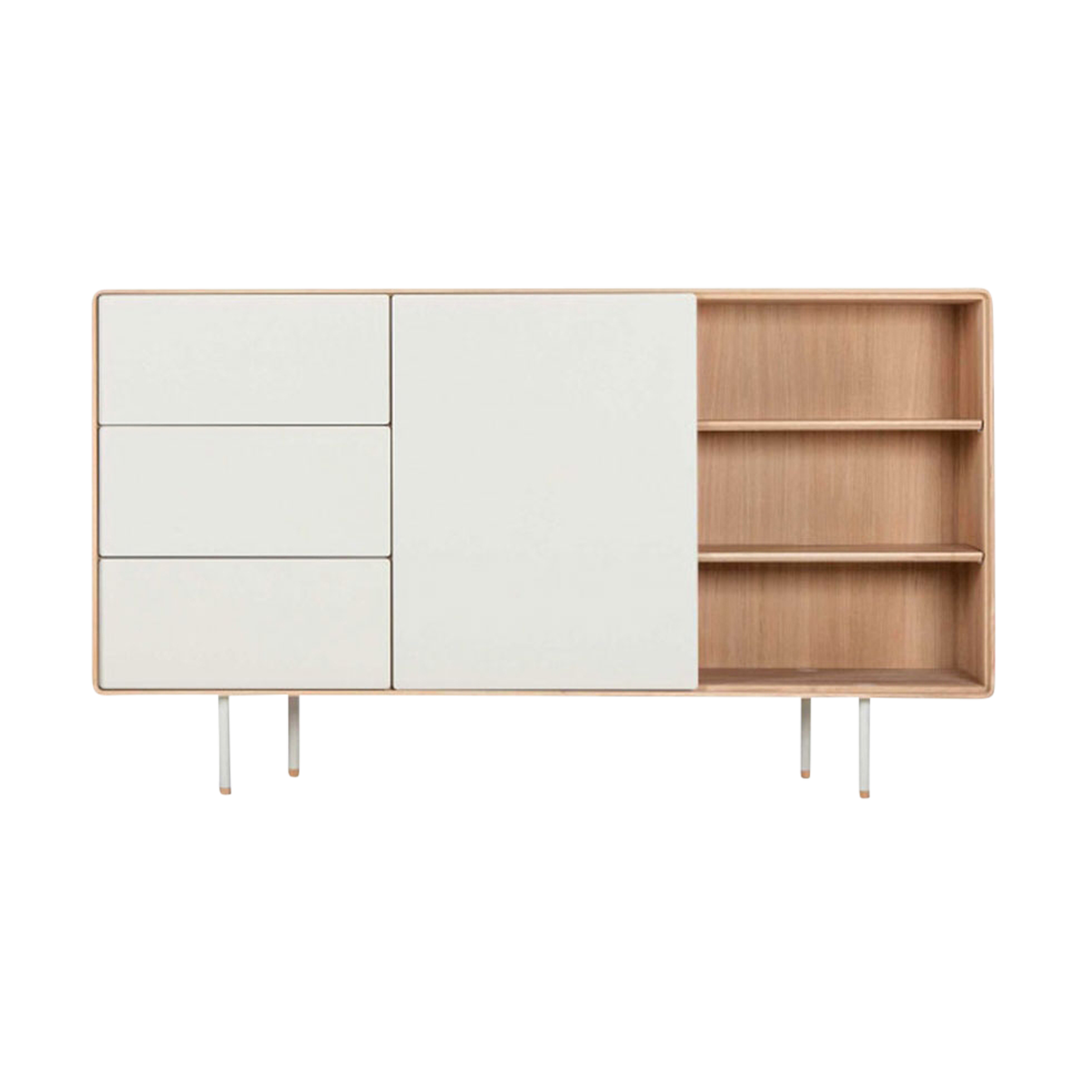 Gazzda Fina Dresser Houten Dressoir - B 176 cm - Whitewash / Mushroom