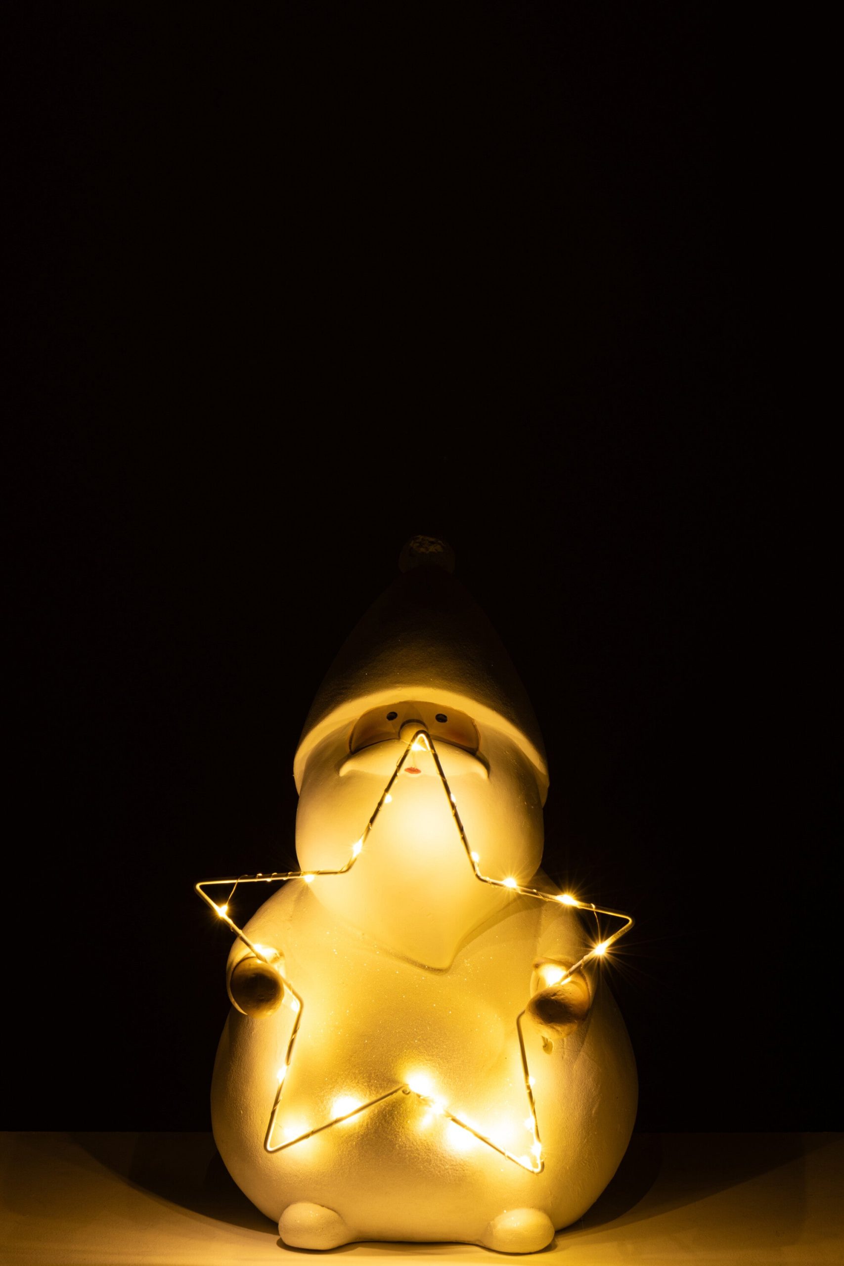 J-Line figuur Kerstman Ster - polyresin - wit - large - LED lichtjes