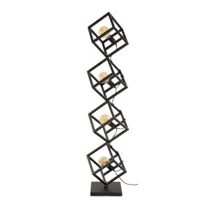 Giga Meubel Vloerlamp Kubus – Zwart Metaal – 4-Lichts – 35x35x150cm