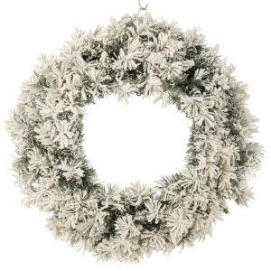 J-Line decoratie Kerstkrans Besneeuwd – kunststof – groen – large – LE