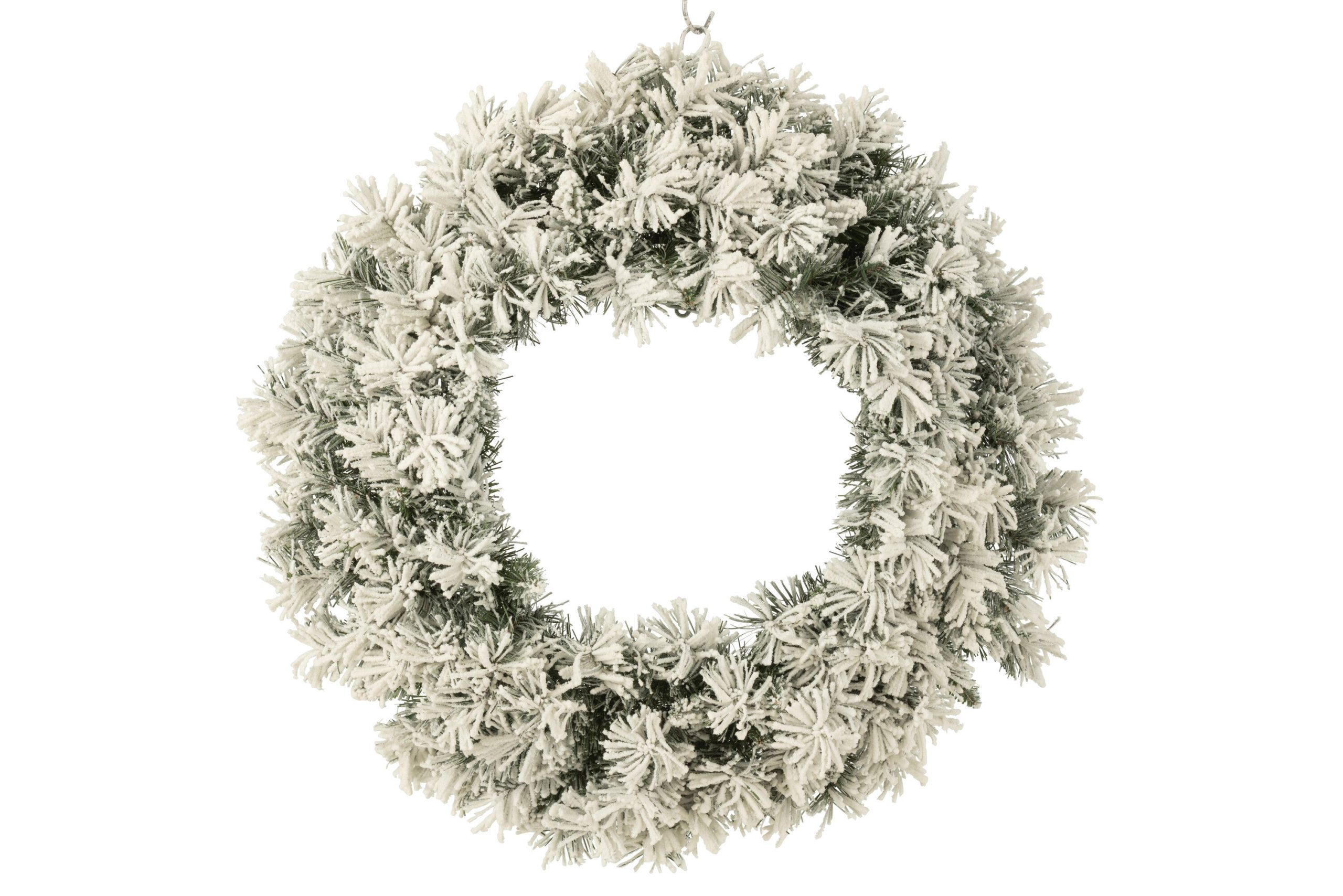 J-Line decoratie Kerstkrans Besneeuwd - kunststof - groen - large - LE