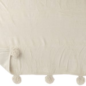 J-Line plaid Pompon – polyester – beige/menthe – 170 x 130 cm J-Line plaid Pompon – polyester – beige/menthe – 170 x 130 cm