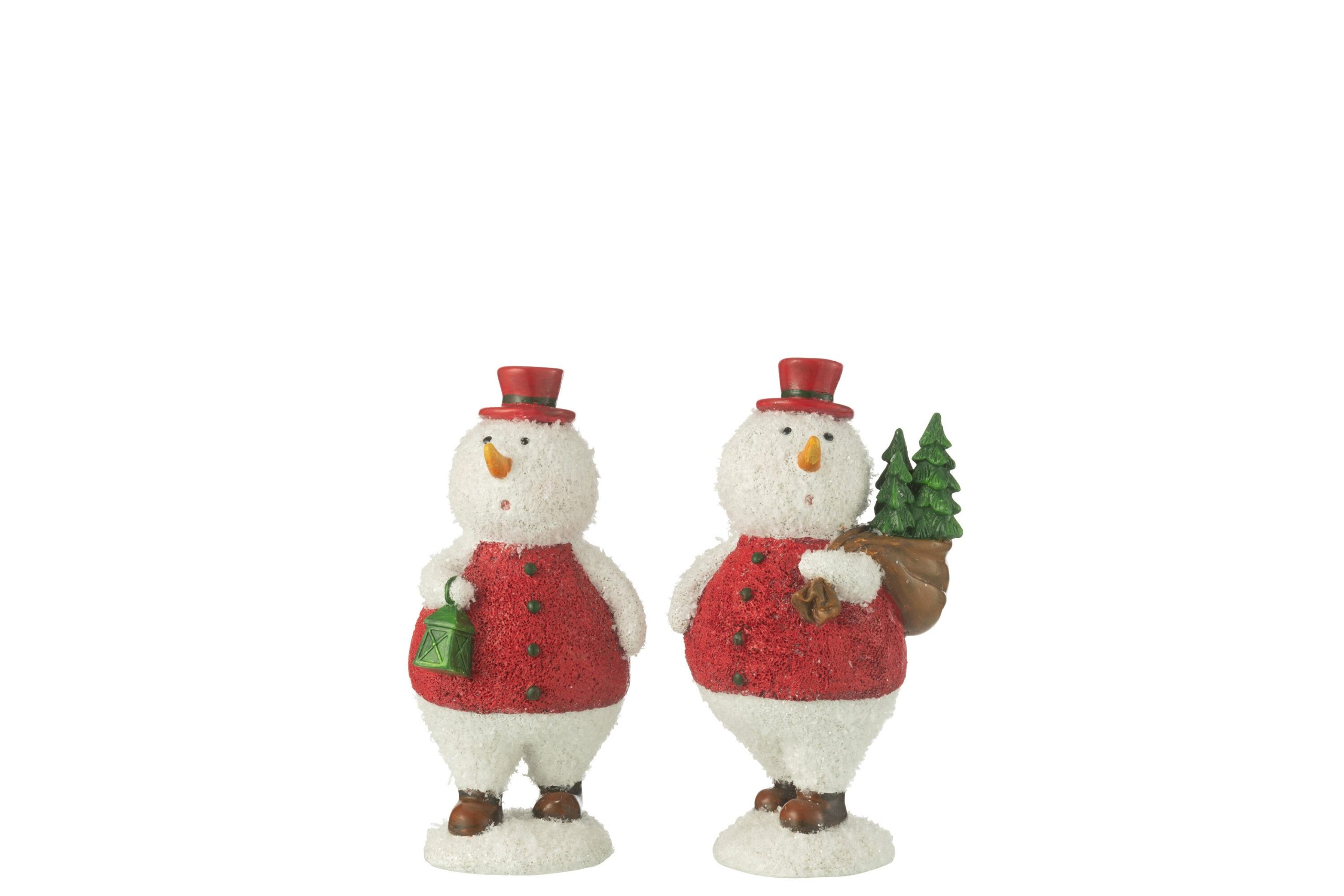 J-Line figuur Sneeuwman Boom + Lantaarn - polyresin - mix - medium - 2