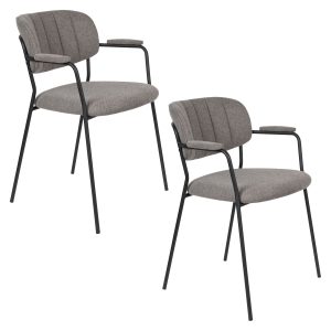 Housecraft Living Jolien Eetkamerstoelen Armleuning Zwart/Grijs – Set Housecraft Living Jolien Eetkamerstoelen Armleuning Zwart/Grijs – Set