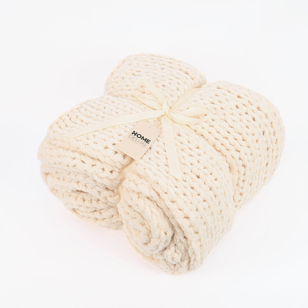 HOME DELUXE Geweven deken LIAN Beige - 140 x 200 cm