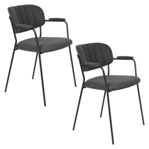 Housecraft Living Jolien Eetkamerstoelen Armleuning Zwart/Donkergrijs Housecraft Living Jolien Eetkamerstoelen Armleuning Zwart/Donkergrijs