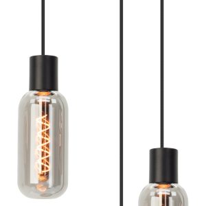 EGLO hanglamp Majone – e27 – smoke glas – ø30 cm – zwart