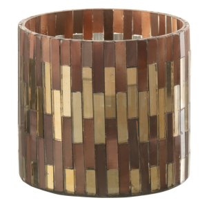 J-Line windlicht Chic – glas – bruin/goud – small – 2 stuks J-Line windlicht Chic – glas – bruin/goud – small – 2 stuks