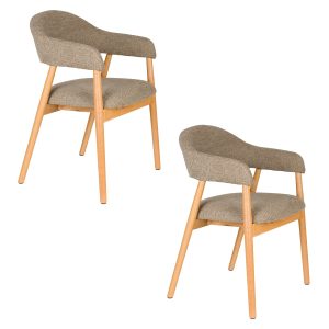 Housecraft Living Indy Eetkamerstoelen Armleuning Donkerbruin/ Beige –