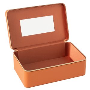 J-Line toilettas Rechthoek + spiegel – kunstleder – cognac