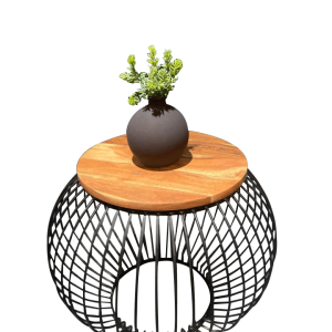 FurniLux Salontafel Mangohout – Bijzettafel – Rond – Industrieel – 65