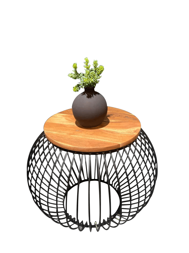 FurniLux Salontafel Mangohout - Bijzettafel - Rond - Industrieel - 65