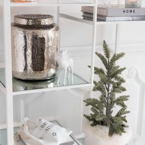 J-Line dennentak In Pot Glitter – kunststof – groen – small – 39 cm ho