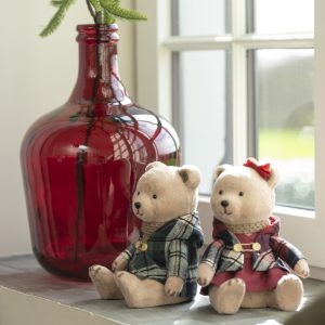 J-Line figuur Beer Zittend Jongen/Meisje – textiel – grijs/rood – 2 st