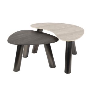 Giga Meubel Salontafel Twin – Organisch Zwart/Grijs Travertin – Set va Giga Meubel Salontafel Twin – Organisch Zwart/Grijs Travertin – Set va