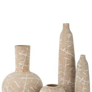 J-Line vaas Dune Bol – keramiek – beige/wit – Ø 34 cm