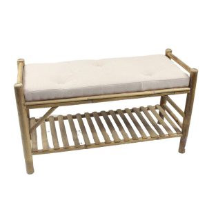 Home Society Bankje Isabel – naturel/wit – rattan – 87 x 35,5 x 40 cm Home Society Bankje Isabel – naturel/wit – rattan – 87 x 35,5 x 40 cm