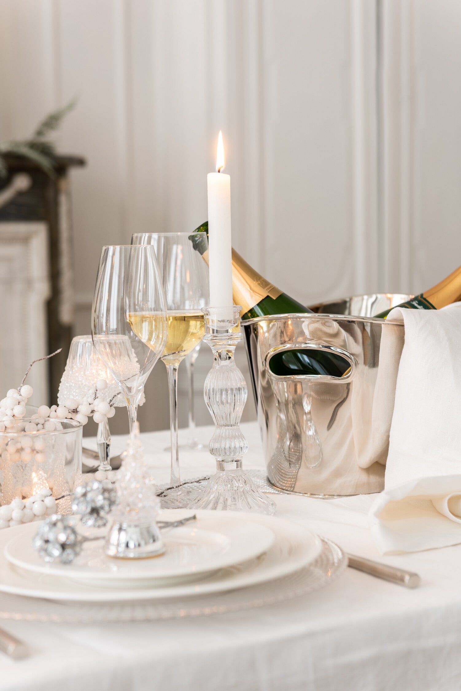 J-Line glas champagne Leti - glas - transparant - 6 stuks