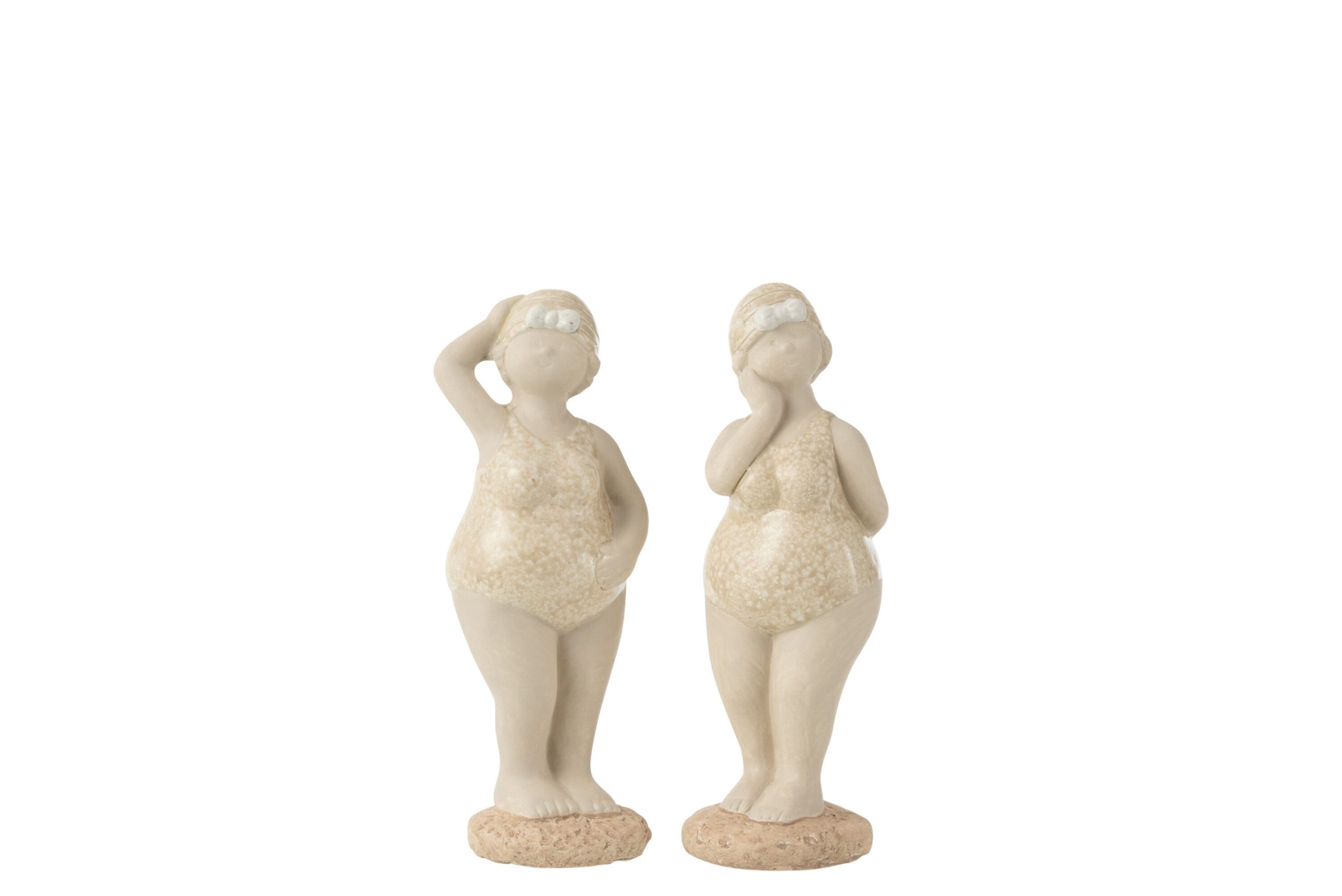 J-Line figuur Vrouw Badpak Staand - keramiek - beige - medium - 2 stuk