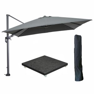 Garden Impressions zweefparasol Hawaii donker grijs 3×3 m incl 90 kg v