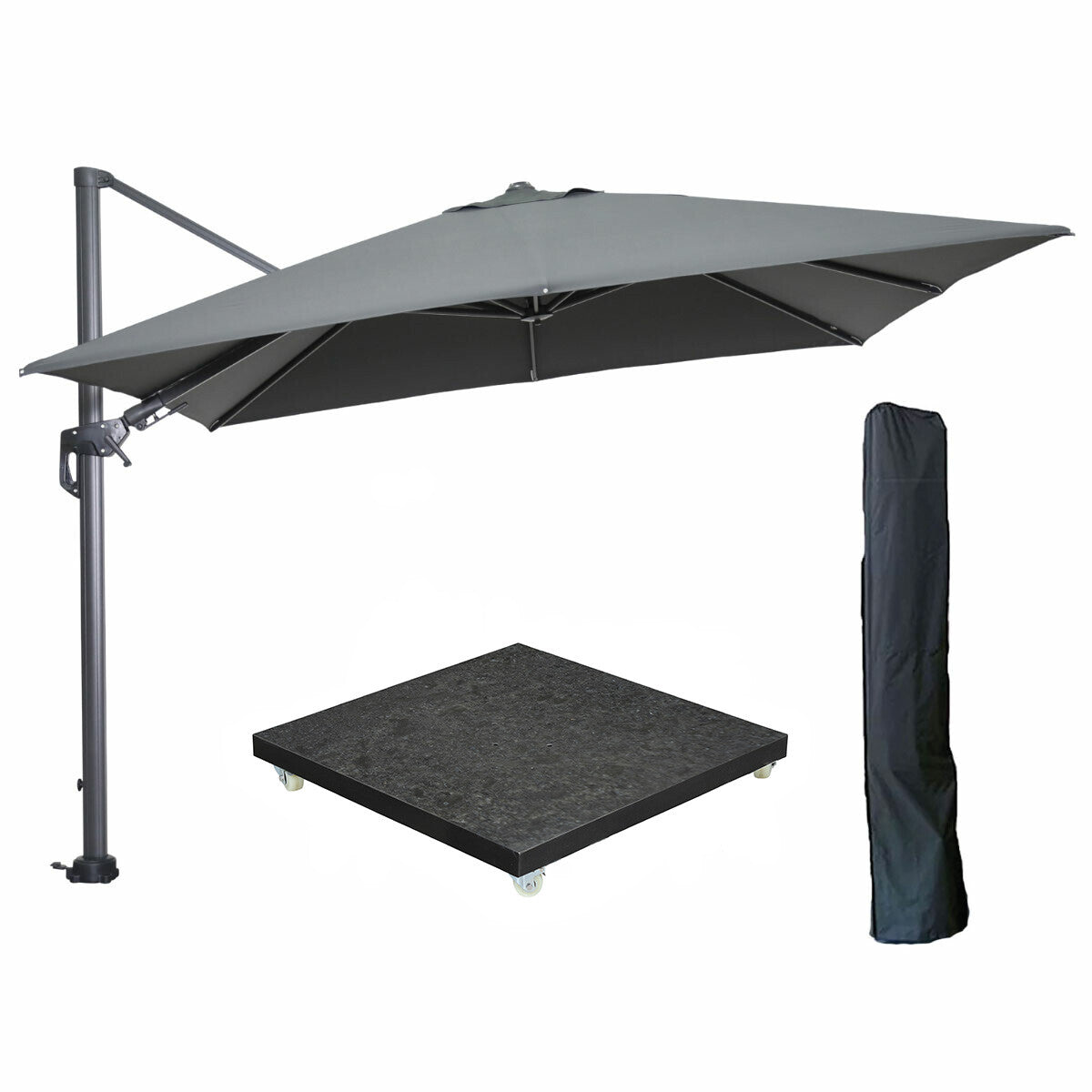 Garden Impressions zweefparasol Hawaii donker grijs 3x3 m incl 90 kg v