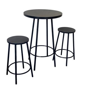 Furnilux Bartafel rond met 2 barkrukken – Zwart – 60x60x96cm Furnilux Bartafel rond met 2 barkrukken – Zwart – 60x60x96cm