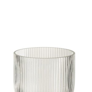 J-Line vaas Gestreept – glas – transparant – small – Ø 15.3 cm