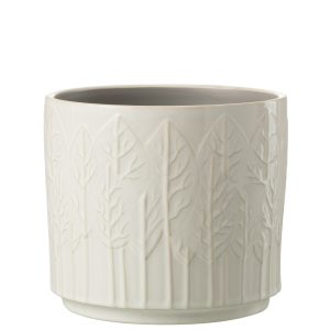J-Line bloempot Blad – keramiek – wit – large – Ø 17 cm