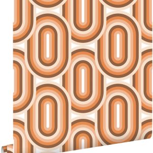 ESTAhome behang retro ornamenten oranje en bruin – 53 cm x 10.05 m – 1