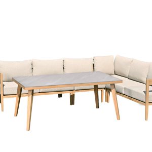 Carrara lounge-diningset – 5-dlg. – light teaklook – sand – Centostone Carrara lounge-diningset – 5-dlg. – light teaklook – sand – Centostone