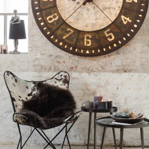 J-Line tapijt Koeienvel – leer – zwart/wit