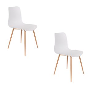 Housecraft Living Leon Eetkamerstoelen Wit – Set van 2