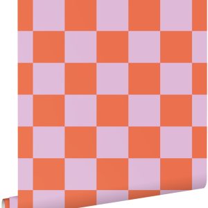 ESTAhome behang geblokt motief lila paars en oranje – 53 cm x 10.05 m ESTAhome behang geblokt motief lila paars en oranje – 53 cm x 10.05 m