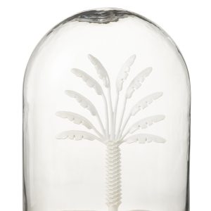 J-Line Decoratieve stolp Palmboom – glas/metaal – wit/naturel – large