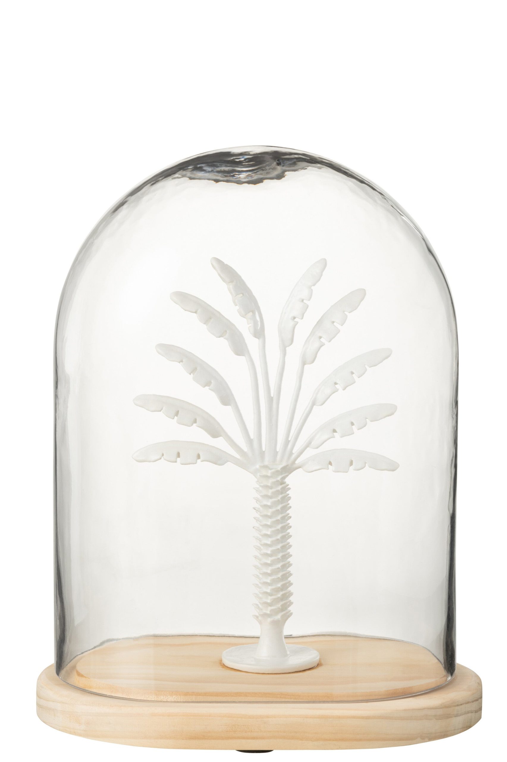J-Line Decoratieve stolp Palmboom - glas/metaal - wit/naturel - large