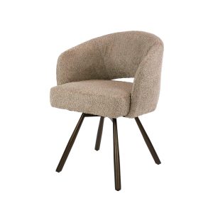 Giga Living Eetkamerstoel Salon – Zand/Bruin Bouclé – Set van 2 Giga Living Eetkamerstoel Salon – Zand/Bruin Bouclé – Set van 2
