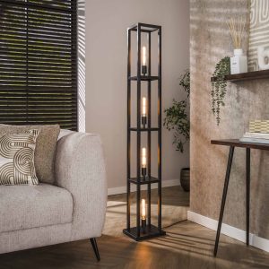 Hoyz Collection – Vloerlamp Quadra 4-lichts – Artic Zwart Hoyz Collection – Vloerlamp Quadra 4-lichts – Artic Zwart