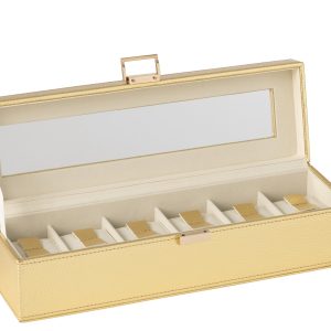 J-Line horloge doos 6 compartimenten – kunstleder – goud J-Line horloge doos 6 compartimenten – kunstleder – goud