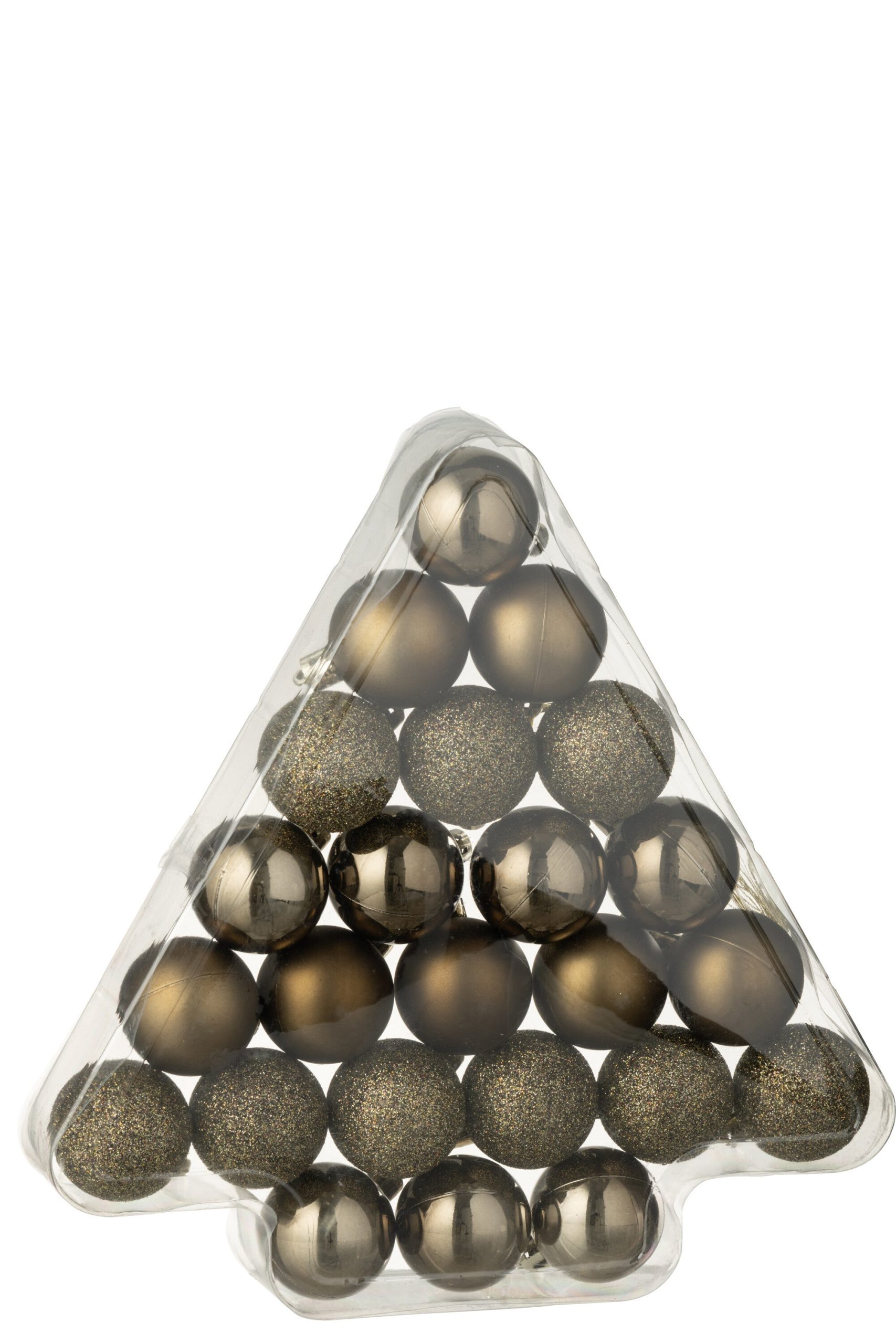 J-Line kerstbal - kunststof - bruin - doos van 24