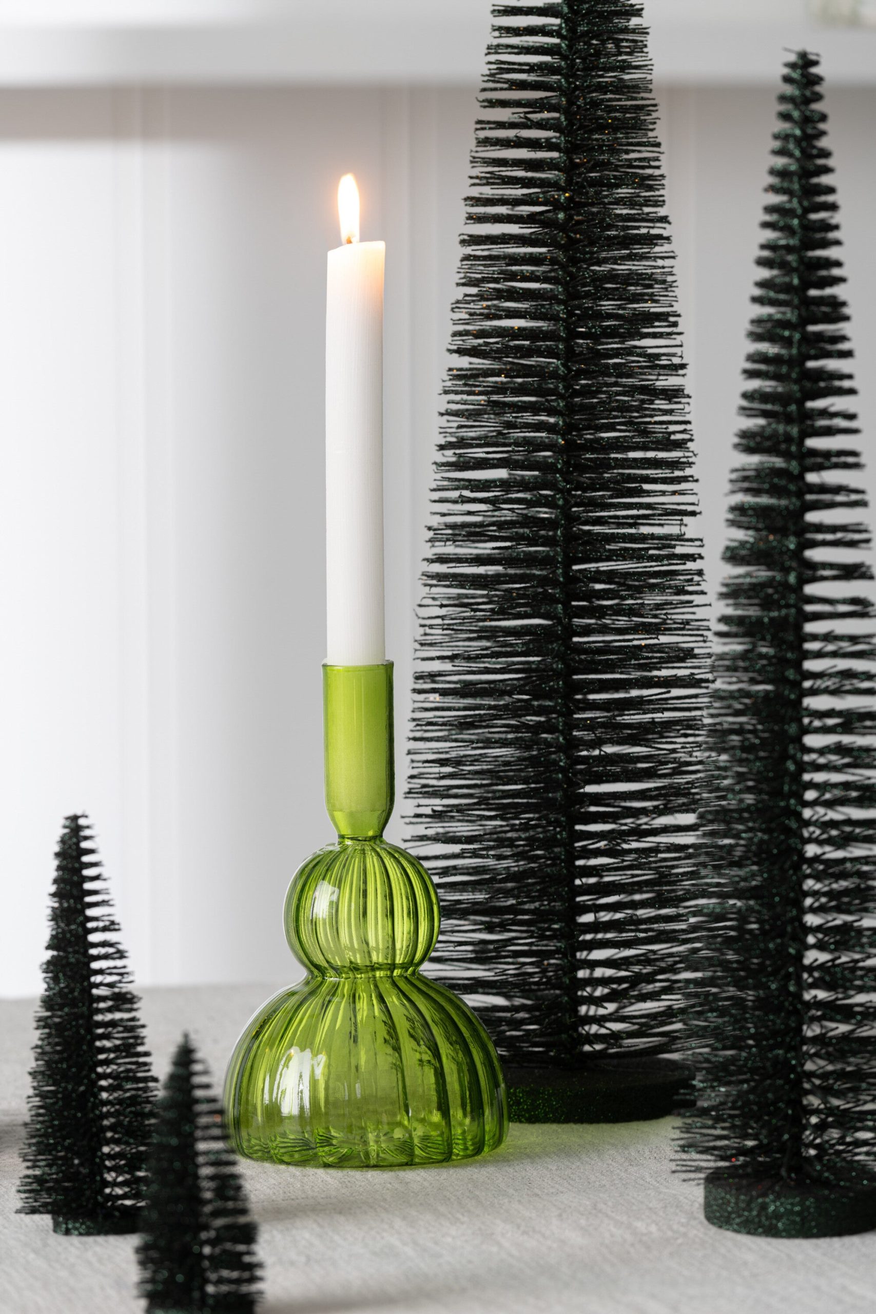 J-Line decoratie Kerstboom Glitter - kunststof - donkergroen - small
