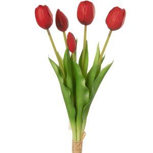 J-Line boeket Tulpen 7 stuks – kunststof – rood – medium J-Line boeket Tulpen 7 stuks – kunststof – rood – medium