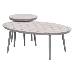 Garden Impressions bijzettafels Lucas taupe – teak look – 2-delig