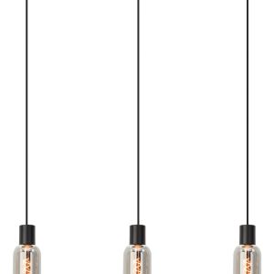 EGLO hanglamp Majone – e27 – smoke glas – 77 cm – zwart